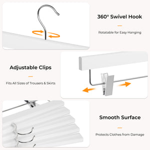 Pants Hangers with Clips, Wooden Clothes Hanger
