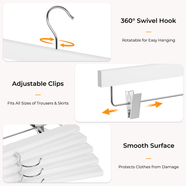 Pants Hangers with Clips, Wooden Clothes Hanger