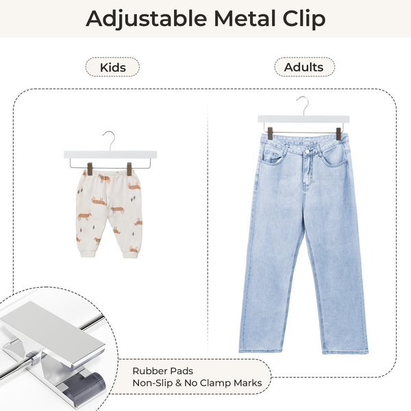 Pants Hangers with Clips, Wooden Clothes Hanger