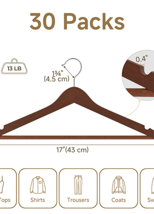 Wooden Hangers 20 Pack for Closet