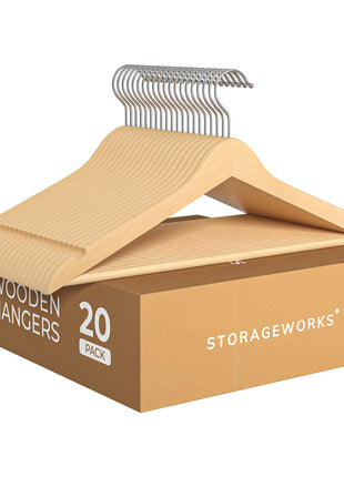 Wooden Hangers 20 Pack for Closet