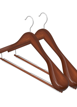 Extra Wide Shoulder Wood Hangers with Locking Bar