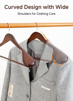 Extra Wide Shoulder Wood Hangers with Locking Bar