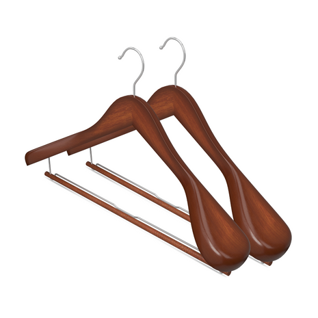 Extra Wide Shoulder Wood Hangers with Locking Bar