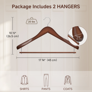 Extra Wide Shoulder Wood Hangers with Locking Bar