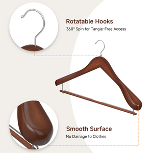 Extra Wide Shoulder Wood Hangers with Locking Bar