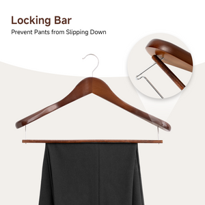 Extra Wide Shoulder Wood Hangers with Locking Bar