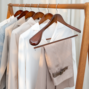 Extra Wide Shoulder Wood Hangers with Locking Bar