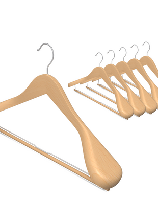 Extra Wide Shoulder Wood Hangers with Locking Bar