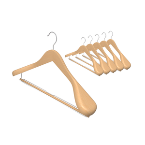 Extra Wide Shoulder Wood Hangers with Locking Bar