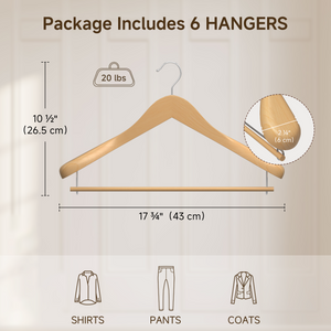 Extra Wide Shoulder Wood Hangers with Locking Bar