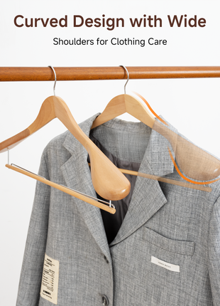 Extra Wide Shoulder Wood Hangers with Locking Bar