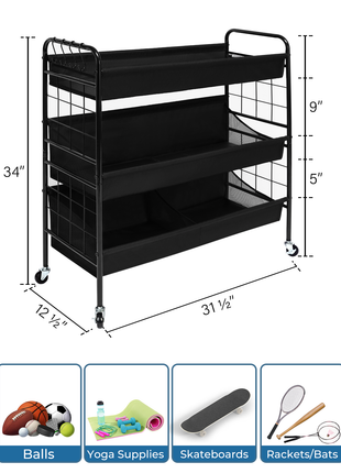 Garage Sports Equipment Organizer with Hooks