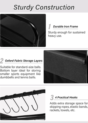 Garage Sports Equipment Organizer with Hooks