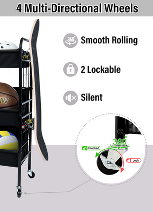 Garage Sports Equipment Organizer with Hooks