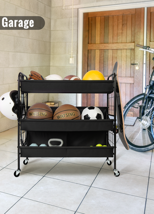 Garage Sports Equipment Organizer with Hooks