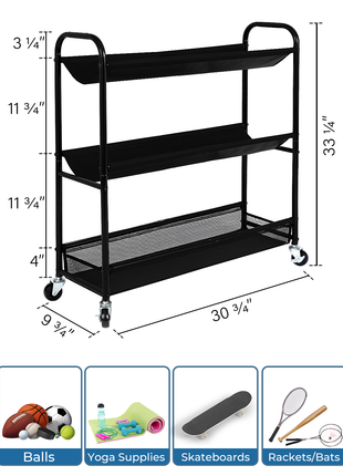 Garage Sports Equipment Organizer with Hooks
