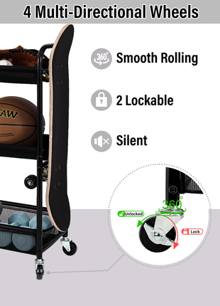 Garage Sports Equipment Organizer with Hooks