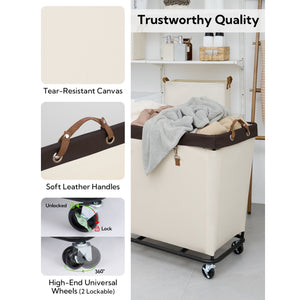 Large Rolling Laundry Basket with Wheels