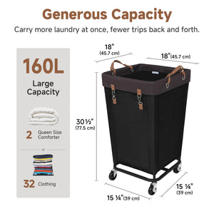 Rolling Laundry Basket with Wheels