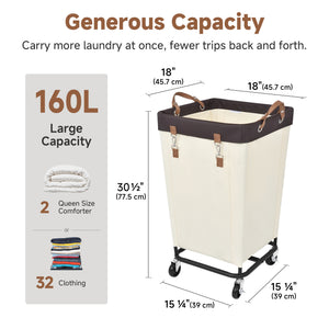 Rolling Laundry Basket with Wheels