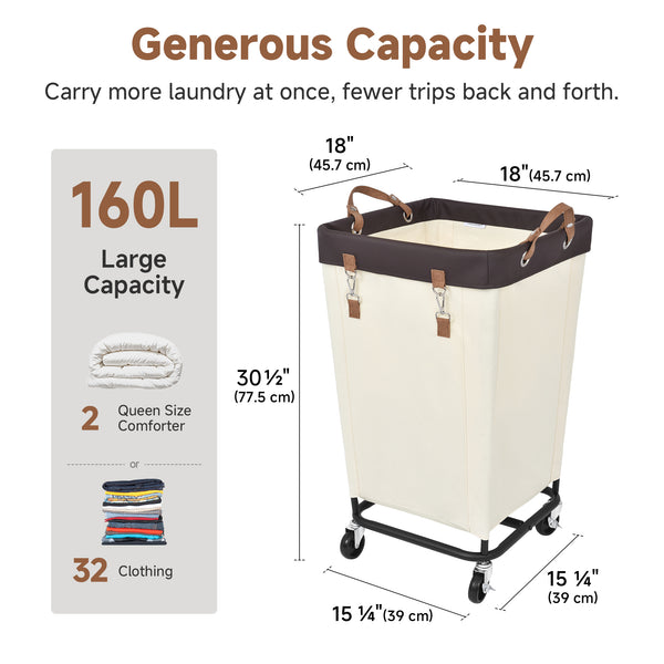 Rolling Laundry Basket with Wheels