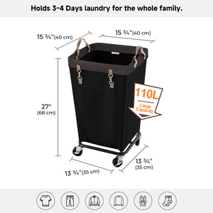 Large Rolling Laundry Basket with Wheels