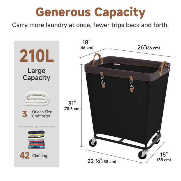 Large Rolling Laundry Basket with Wheels