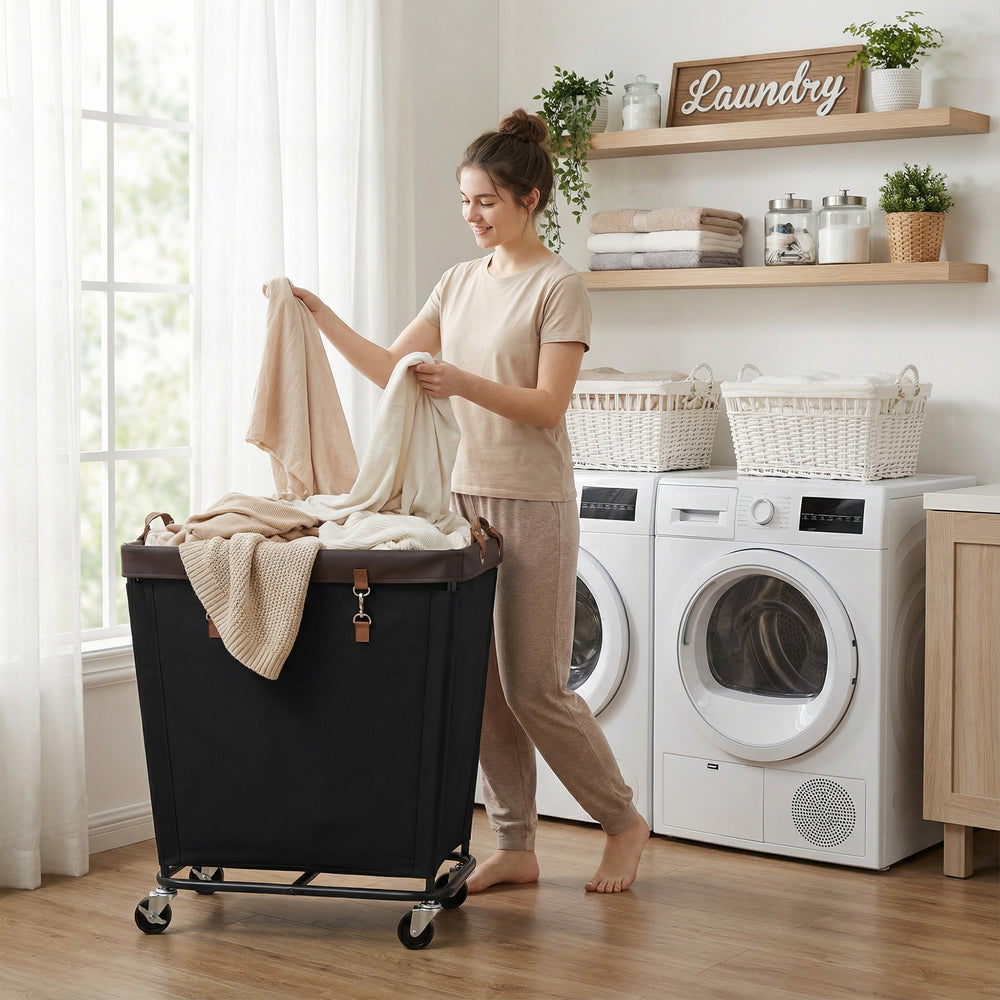 Large Rolling Laundry Basket with Wheels