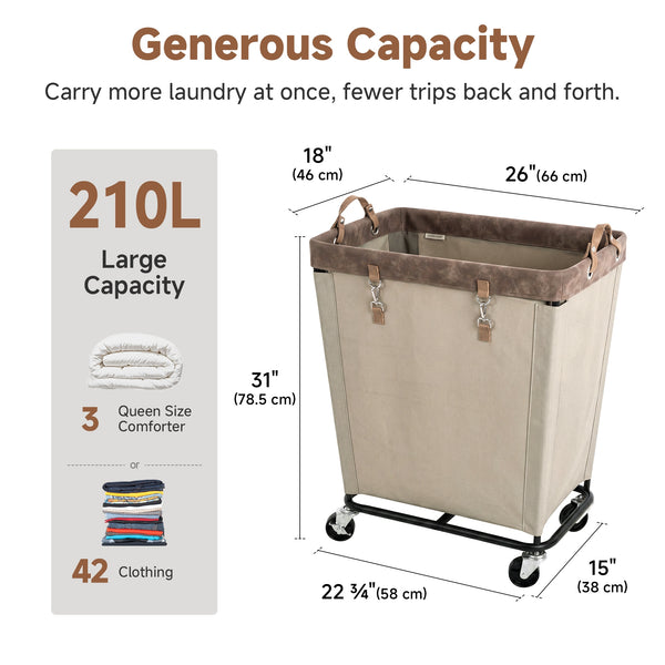 Large Rolling Laundry Basket with Wheels