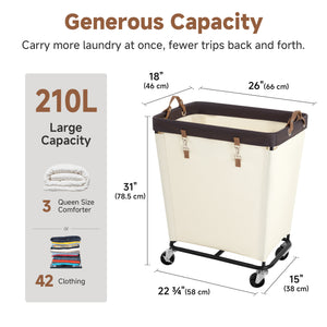 Large Rolling Laundry Basket with Wheels