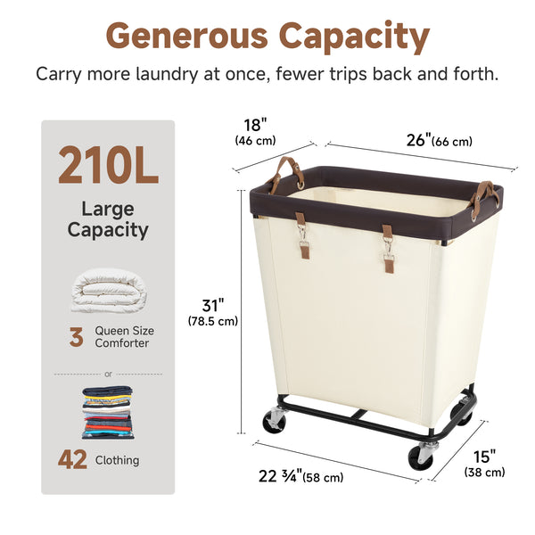 Large Rolling Laundry Basket with Wheels