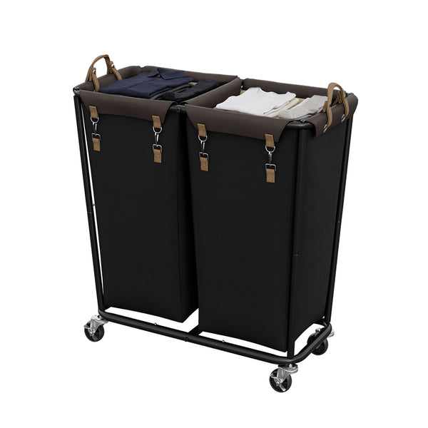 Rolling Laundry Sorter with Wheels, 2 Sections
