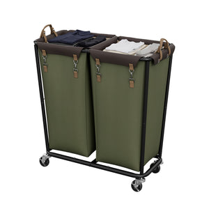 Rolling Laundry Sorter with Wheels, 2 Sections