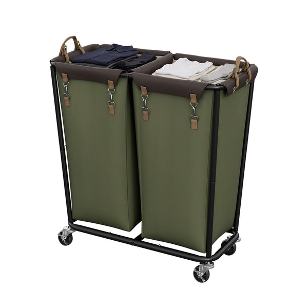 Rolling Laundry Sorter with Wheels, 2 Sections