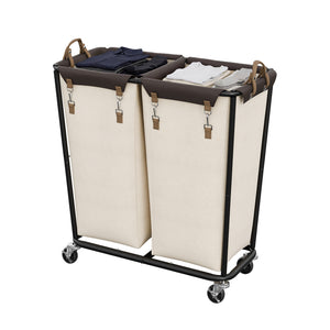 Rolling Laundry Sorter with Wheels, 2 Sections