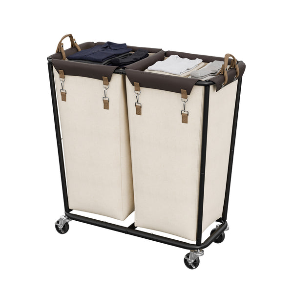 Rolling Laundry Sorter with Wheels, 2 Sections