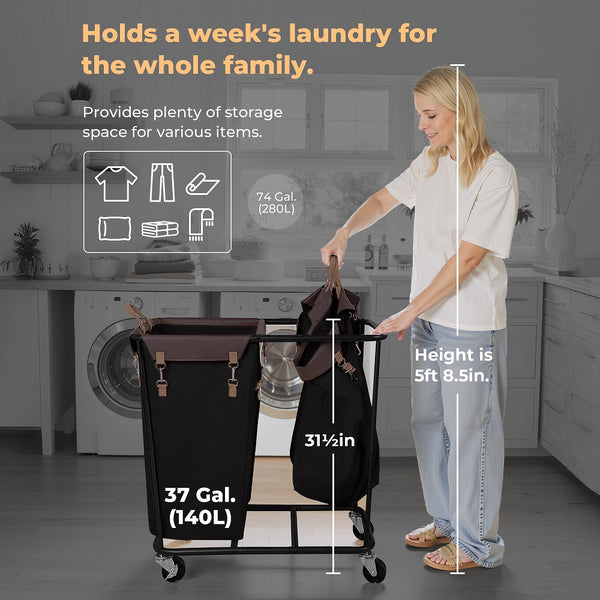 390L Extra Large Lanudry Hamper with Wheels, 1 Pack