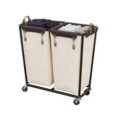 Rolling Laundry Sorter with Wheels, 2 Sections