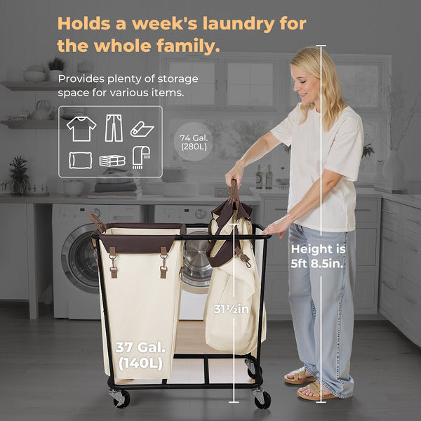 390L Extra Large Lanudry Hamper with Wheels, 1 Pack