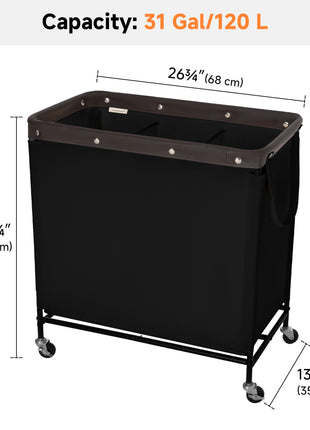 Laundry Hamper with Wheels, Metal Frame Laundry Hamper