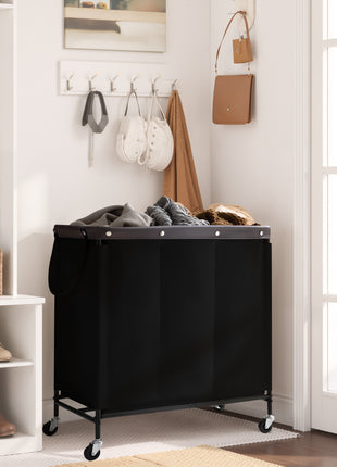 Laundry Hamper with Wheels, Metal Frame Laundry Hamper
