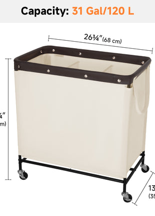 Laundry Hamper with Wheels, Metal Frame Laundry Hamper