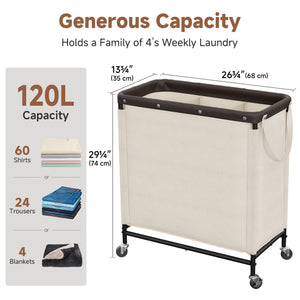Rolling Laundry Sorter Cart with Removable and Washable Liner Bag