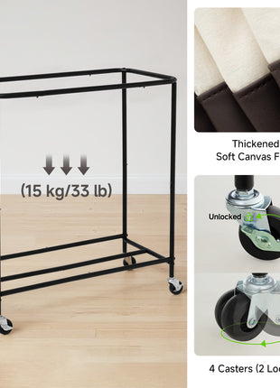 Laundry Hamper with Wheels, Metal Frame Laundry Hamper