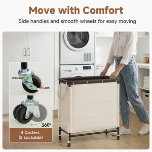 Rolling Laundry Sorter Cart with Removable and Washable Liner Bag