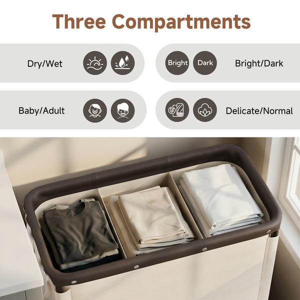 Rolling Laundry Sorter Cart with Removable and Washable Liner Bag