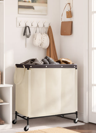 Laundry Hamper with Wheels, Metal Frame Laundry Hamper