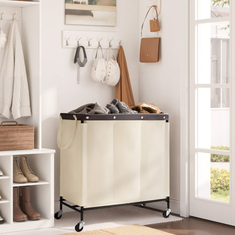 Laundry Hamper with Wheels, Metal Frame Laundry Hamper