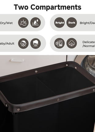 Laundry Hamper with Wheels, Metal Frame Laundry Hamper